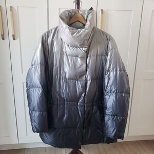 Lands End Down Jacket Womens 2X Silver Gray Ombre Winter
